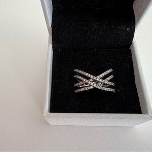 Authentic Pandora Cosmic Lines Ring – 196401CZ sterling silver  retired 54 sz 7